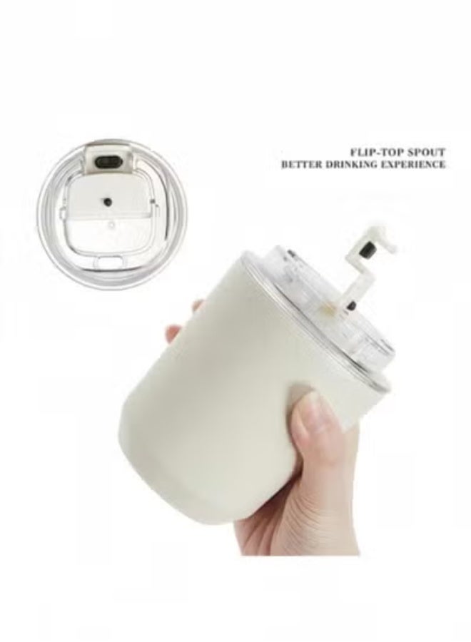 fantasize 280ml Stainless Insulated Tumblers with Lid, Vacuum Insulated Travel Mug Water Coffee Cup, White Leak Proof Reusable Double Walled Coffee Tumbler for Iced and Hot Drinks - Image 5